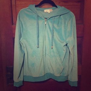 Aqua blue zip-up hoodie, size L